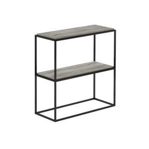 Regal 2 Etagen Breit Stapelbar Bücherregal Eiche Grau Metall Holz