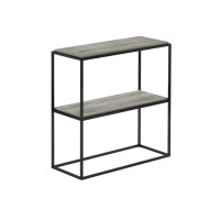 Regal 2 Etagen Breit Stapelbar Bücherregal Eiche Grau Metall Holz