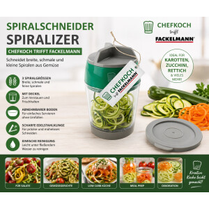 Chefkoch Fackelmann Spiralschneider aus ABS & Edelstahl – 13 x ø9 cm