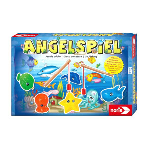 Noris 606041894 - Angelspiel - spannendes Kinderspiel mit bunten Kunststoff Fisch-Figuren und 2 Holz Angeln, ab 2 Jahren