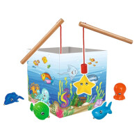 Noris 606041894 - Angelspiel - spannendes Kinderspiel mit bunten Kunststoff Fisch-Figuren und 2 Holz Angeln, ab 2 Jahren