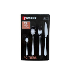 BERGNER Lisboa - 24-teiliges Besteckset - 6 Messer - 6 Gabeln - 6 Löffel - 6 Tafellöffel - Aus robustem Edelstahl - Matt polierte Oberfläche - Leicht zu reinigen