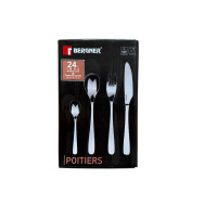 BERGNER Lisboa - 24-teiliges Besteckset - 6 Messer - 6 Gabeln - 6 Löffel - 6 Tafellöffel - Aus robustem Edelstahl - Matt polierte Oberfläche - Leicht zu reinigen