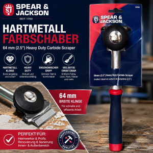 Spear & Jackson HDCSS Hochleistungs-Karbid-Schaber mit 64mm Karbidstahl-Klinge – Langlebiger Farb-, Rost- & Klebstoffentferner mit ergonomischem Soft-Griff