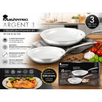 MasterPRO ARGENT 3 Bratpfannen Set 20 + 26 cm 3-Ply Edelstahl Keramik Induktion