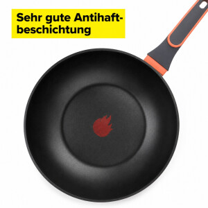 Tasty Antihaft-Wokpfanne mit Tasty Heat Flame, 28 cm – Aluminium, Geeignet für alle Herdarten inkl. Induktion, Antihaftbeschichtung – Designed in Germany