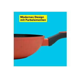 Tasty Antihaft-Wokpfanne mit Tasty Heat Flame, 28 cm – Aluminium, Geeignet für alle Herdarten inkl. Induktion, Antihaftbeschichtung – Designed in Germany