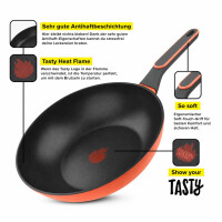 Tasty Antihaft-Wokpfanne mit Tasty Heat Flame, 28 cm – Aluminium, Geeignet für alle Herdarten inkl. Induktion, Antihaftbeschichtung – Designed in Germany