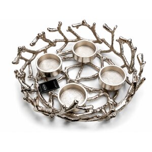 EDZARD Porus Adventskranz 30 cm Aluminium vernickelt Silber