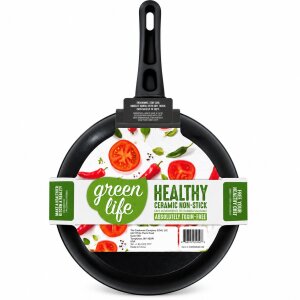 GreenLife Soft Grip Diamond Bratpfanne 26 cm Keramik Antihaft Schwarz