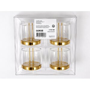 GLOREX Kerzenhalter mit Teelichtglas Gold 4 Stück zum Stecken
