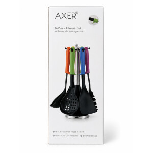 AXER Küchenhelfer-Set 6-teilig mit drehbarem Ständer Mehrfarbig