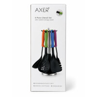AXER Küchenhelfer-Set 6-teilig mit drehbarem Ständer Mehrfarbig
