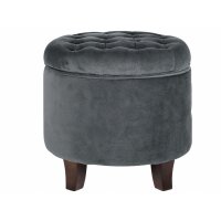 HomePop Samt Sitzhocker mit Stauraum Dunkelgrau Ø 48 cm