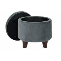 HomePop Samt Sitzhocker mit Stauraum Dunkelgrau Ø 48 cm