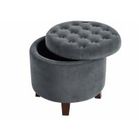 HomePop Samt Sitzhocker mit Stauraum Dunkelgrau Ø 48 cm