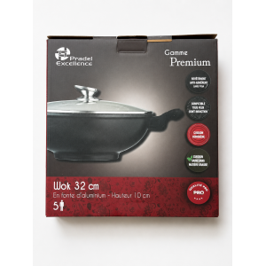 Pradel Excellence Premium Wok 32 cm 5 L Aluguss mit Glasdeckel für Induktion