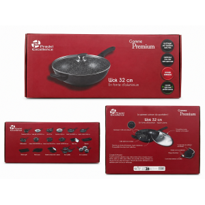 Pradel Excellence Premium Wok 32 cm 5 L Aluguss mit Glasdeckel für Induktion