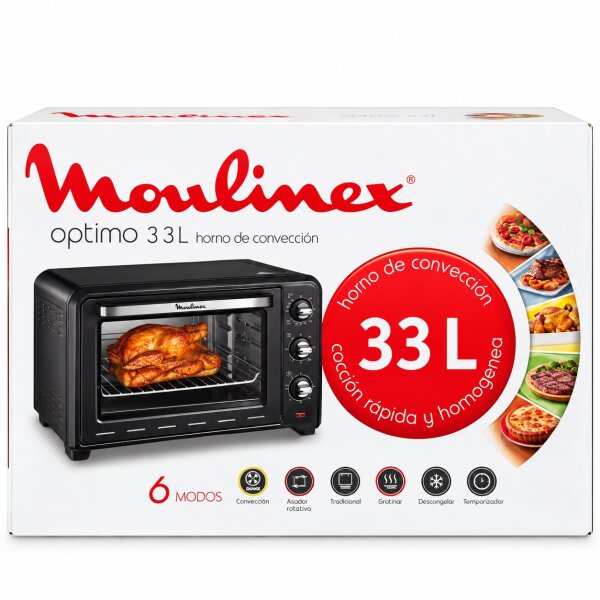 Moulinex Optimo OX464810 Minibackofen 33 l 1600 W Umluft Grill Schwarz