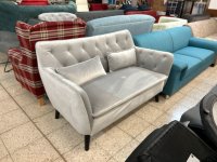 Sofa 2 Sitzer, Samt, Silber Grau, 137x76x79 cm (BxTxH)