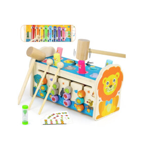 Symiu Baby Spielzeug ab 1 Jahr Kinderspielzeug Motorikwürfel Holzspielzeug Hammerspiel 3 IN 1 Kinder Spielzeug Xylophon Labyrinth Musikinstrumente Geschenk für Kinder Ab 1 2 3 Jahre Junge Mädchen