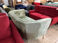 Kare Design Rimini, 2-Sitzer Sofa, Kiefer Massivholz, Grün, Sitzhöhe 47cm, Samt Look, Mid-Century Look, Couch, Wohnzimmer, (H/B/T) 76x170x86cm