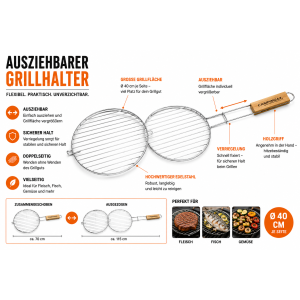 Campingaz Universal Grillguthalter Ø40 cm Grillrost Grillkorb Edelstahl Rund Klappgriff
