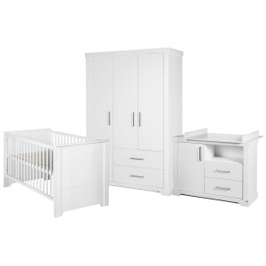 roba Möbelset Maxi‘, inkl. Kombi-Bett 70 x 140 cm, Wickelkommode und 3-türigem Kleiderschrank, weiß