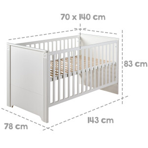 roba Möbelset Maxi‘, inkl. Kombi-Bett 70 x 140 cm, Wickelkommode und 3-türigem Kleiderschrank, weiß