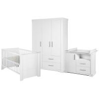 roba Möbelset Maxi‘, inkl. Kombi-Bett 70 x 140 cm, Wickelkommode und 3-türigem Kleiderschrank, weiß