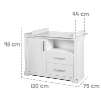 roba Möbelset Maxi‘, inkl. Kombi-Bett 70 x 140 cm, Wickelkommode und 3-türigem Kleiderschrank, weiß
