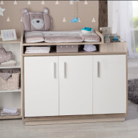 roba Zimmerset Olaf Luna Elm/weiß, inkl. Kombi-Bett 70x140 cm, Wickelkommode & 3-türigem Schrank