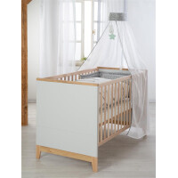 roba Set Caro, mit Kombi-Bett 70x140 cm, Wickelkommode & 3-türigem Schrank, Lichtgrau/Goldeiche