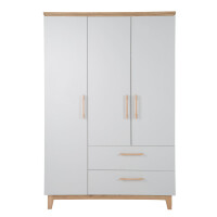 roba Set Caro, mit Kombi-Bett 70x140 cm, Wickelkommode & 3-türigem Schrank, Lichtgrau/Goldeiche
