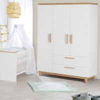 roba Set Finn, inkl. Kombi-Bett 70 x 140 cm, Wickelkommode & 3-türigem Schrank, Weiß/Goldeiche