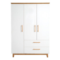 roba Set Finn, inkl. Kombi-Bett 70 x 140 cm, Wickelkommode & 3-türigem Schrank, Weiß/Goldeiche