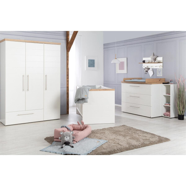 roba Zimmerset ‚Nele 3-teilig, inkl. Kombi-Kinderbett 70 x 140, Wickelkommode & Schrank 3-türig