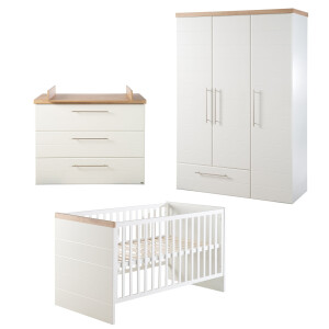 roba Zimmerset ‚Nele 3-teilig, inkl. Kombi-Kinderbett 70 x 140, Wickelkommode & Schrank 3-türig