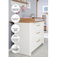 roba Kinderzimmerset Ava 3-teilig, inkl. Kombi-Kinderbett 70x140 cm, breiter Wickelkommode & 3-türigem Kleiderschrank