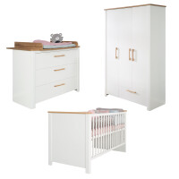 roba Kinderzimmerset Ava 3-teilig, inkl. Kombi-Kinderbett 70x140 cm, breiter Wickelkommode & 3-türigem Kleiderschrank