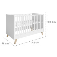 roba Kinderzimmer Set 3-teilig Smile - Kombi Kinderbett 70 x 140 + Wickelkommode + Kleiderschrank 3-türig - Babyzimmer im Holz Dekor Artisan Eiche / Weiß