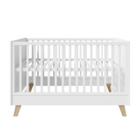 roba Kinderzimmer Set 3-teilig Smile - Kombi Kinderbett 70 x 140 + Wickelkommode + Kleiderschrank 3-türig - Babyzimmer im Holz Dekor Artisan Eiche / Weiß