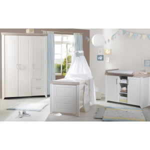 roba SET Felicia, Luna Elm/weiß, inkl. Kombi-Bett 70x140 cm, Wickelkommode & 3-türigem Schrank
