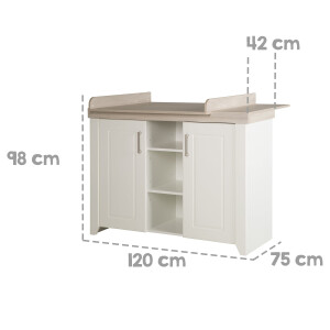 roba SET Felicia, Luna Elm/weiß, inkl. Kombi-Bett 70x140 cm, Wickelkommode & 3-türigem Schrank