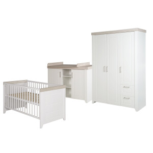 roba SET Felicia, Luna Elm/weiß, inkl. Kombi-Bett 70x140 cm, Wickelkommode & 3-türigem Schrank