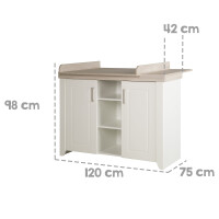 roba SET Felicia, Luna Elm/weiß, inkl. Kombi-Bett 70x140 cm, Wickelkommode & 3-türigem Schrank