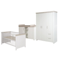 roba SET Felicia, Luna Elm/weiß, inkl. Kombi-Bett 70x140 cm, Wickelkommode & 3-türigem Schrank