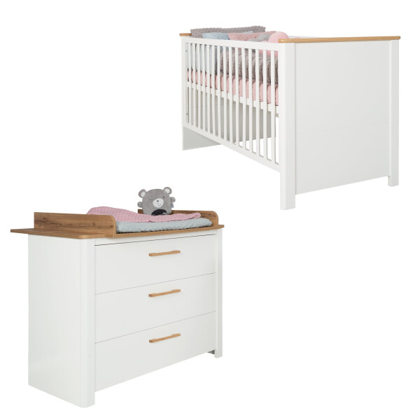 roba Möbelset Ava 2-teilig, inkl. Kombi-Kinderbett 70 x 140 cm & Wickelkommode schranktief