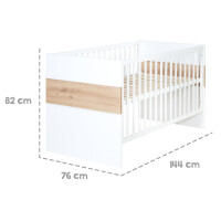 roba Möbelset Lion 2-teilig - Kombi-Kinderbett 70x140 + Wickelkommode breit - Weiß - Dekor Artisan Eiche