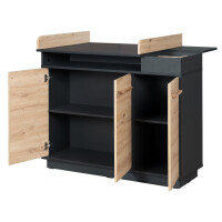 roba Möbelset Lenn 2-teilig - Kombi-Kinderbett 70x140 + Wickelkommode breit - Anthrazit - Dekor Artisan Eiche